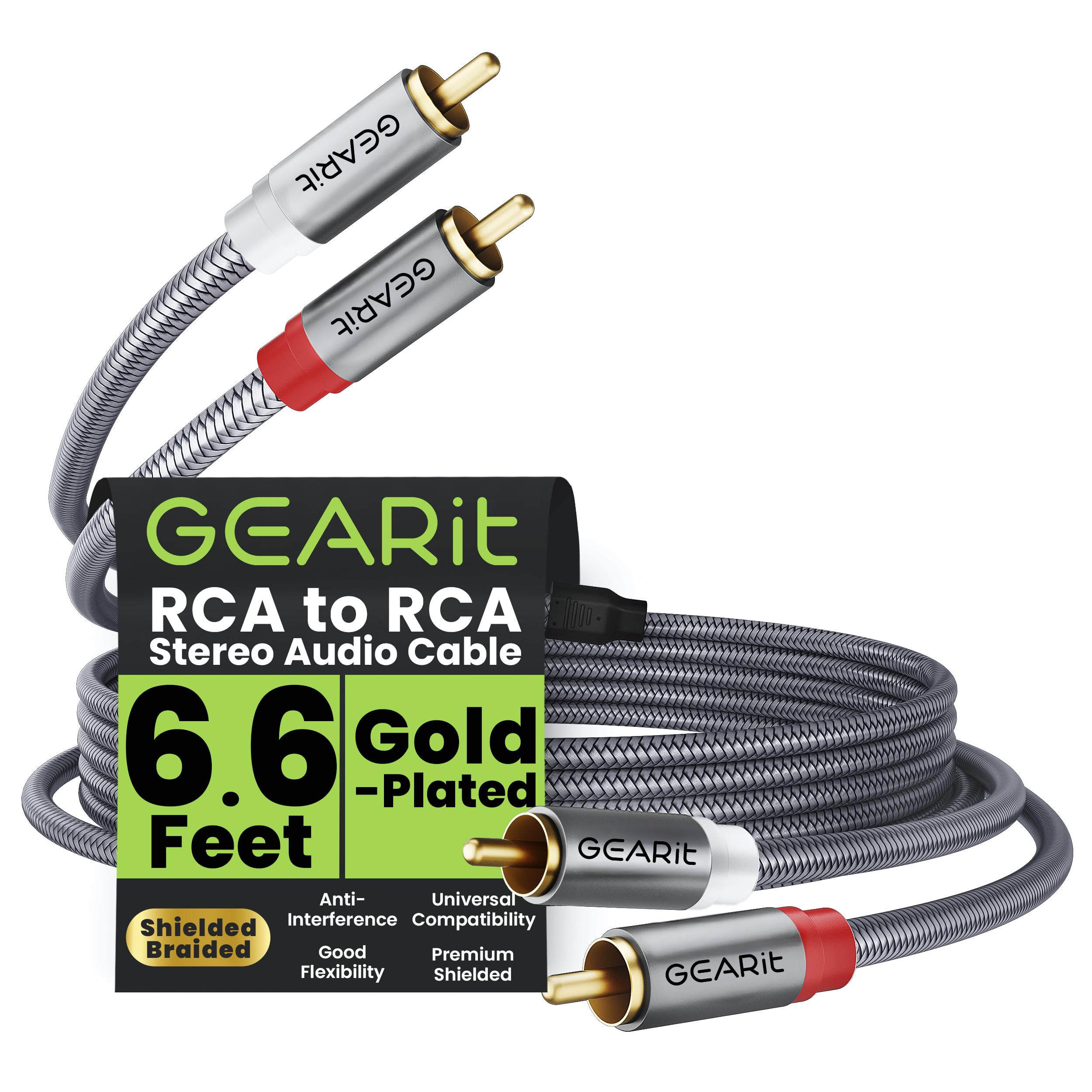 Amazon | GEARit RCAケーブル (6.6フィート) 2RCAオスから2RCAオス